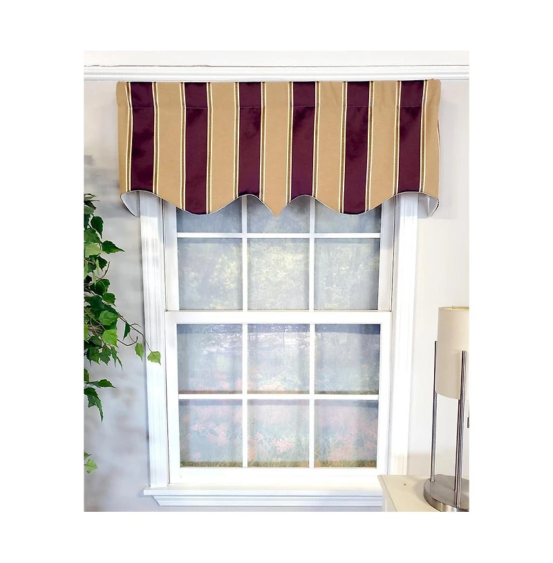 Rlf Home Bengal Stripe Regal 3" Rod Pocket Lining Luxurious and Elegant Window Treatment Valance 50" x 17" Egg Plant