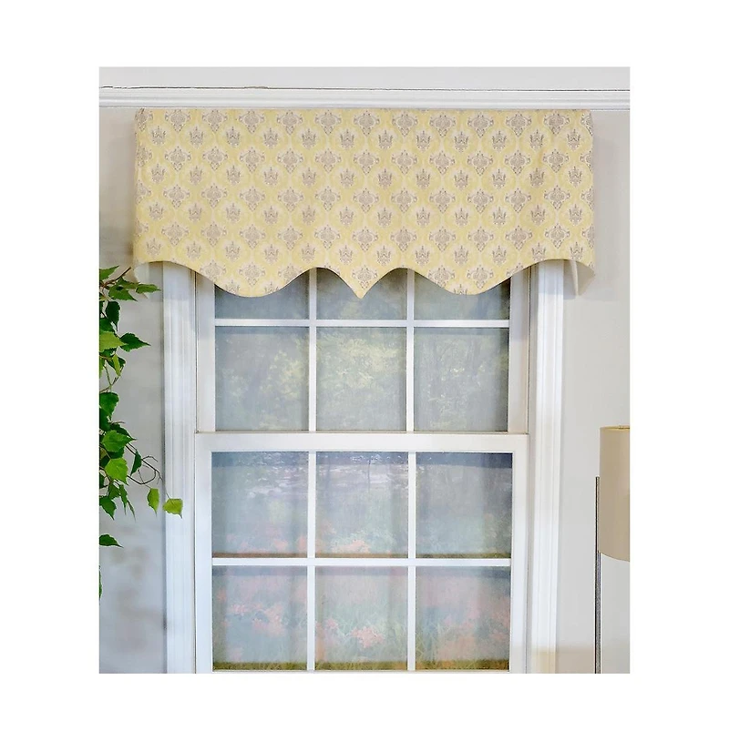 Rlf Home Aliki Regal 3" Rod Pocket Lining Luxurious and Elegant Window Treatment Valance 50" x 17" Yellow