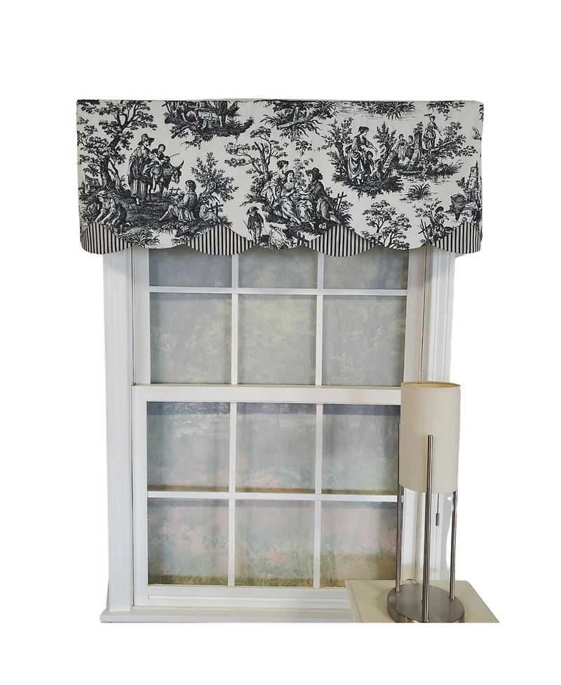 Rlf Home 3" Rod Pocket High Quality Fabric Glory Days Petticoat Valance for Windows 50" x 15" Black