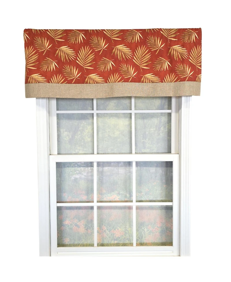 Rlf Home 100% Cotton Hawthorn Banded With Poly/Cotton Ivory lining Rod Pocket Valance 50" x 17" Red