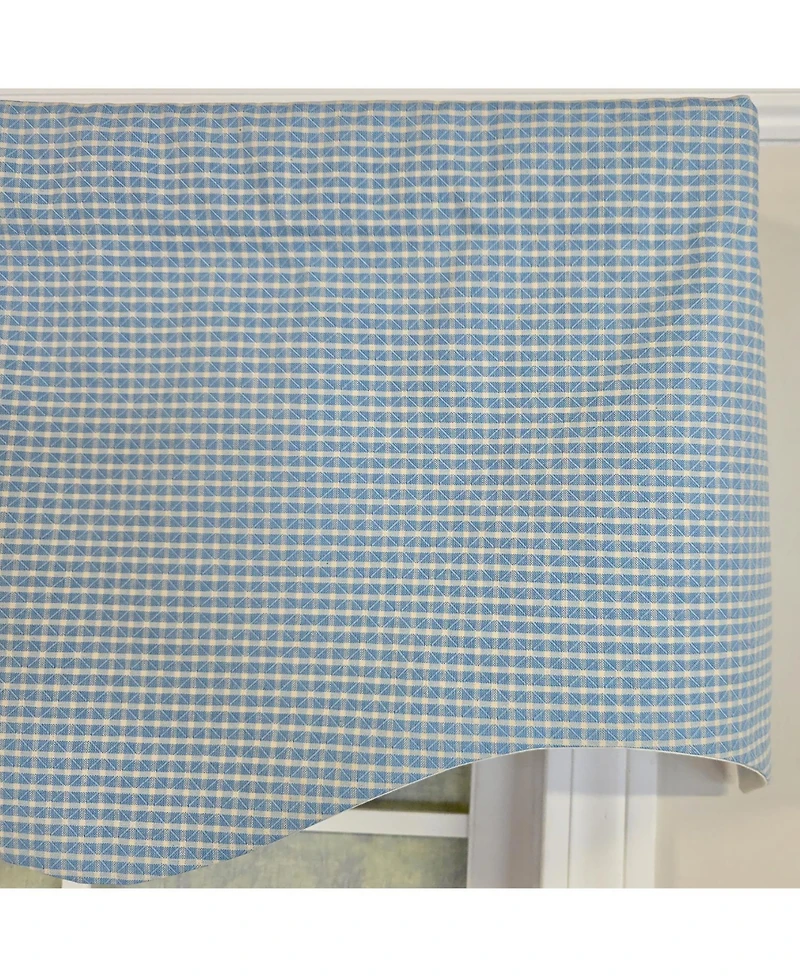 Rlf Home 100% Cotton Shepherd Check Regal Fully lined Windows Rod Pocket Valance 50" x 17" Blue