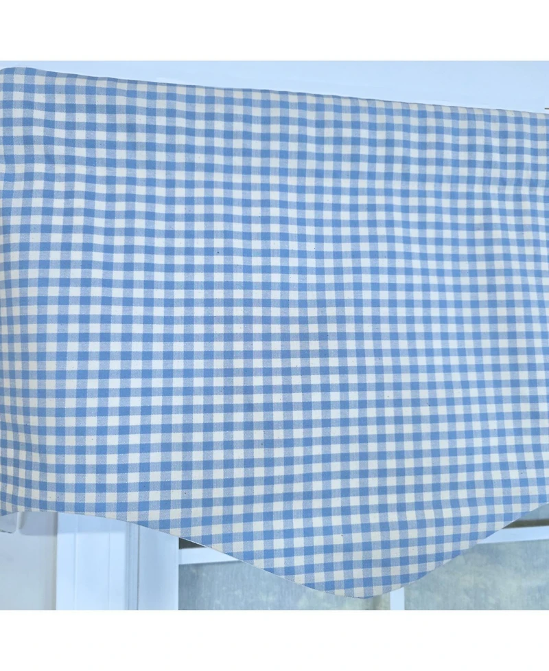 Rlf Home 100% Cotton Gingham Regal With Poly/Cotton Ivory lining Rod Pocket Valance 50" x 17" Blue