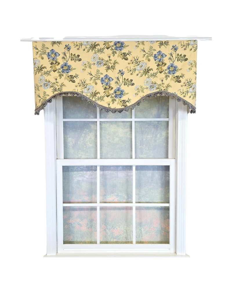 Rlf Home 100% Cotton Sunrise Cornice Fully lined Windows Rod Pocket Valance 50" x 17" Yellow