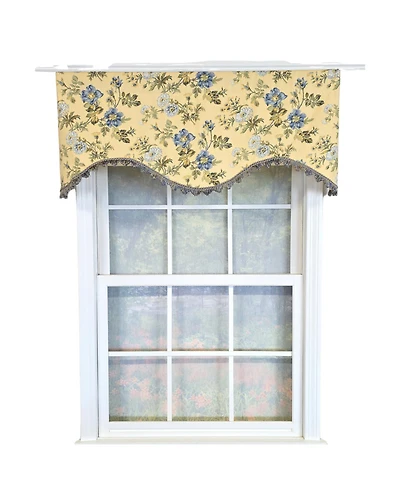 Rlf Home 100% Cotton Sunrise Cornice Fully lined Windows Rod Pocket Valance 50" x 17" Yellow