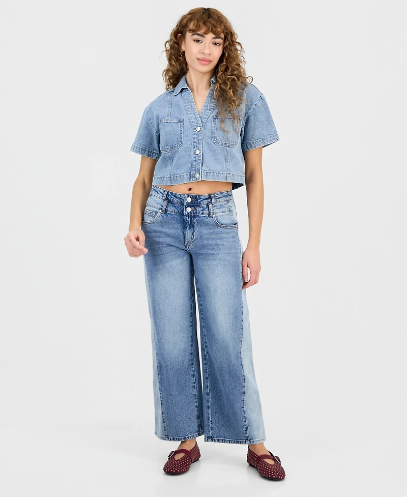 And Now This Petite Short-Sleeve Denim Shirt, Macy's Exclusive