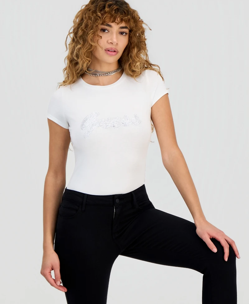 Guess Women's Rhinestone Logo T-Shirt