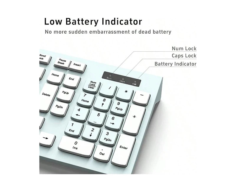 Wireless Keyboard And Mouse Combo - Full - Sized Wireless Keyboard And Adjustable Dpi Mouse, 2.4GHz Receiver for Pc, Desktop, Laptop