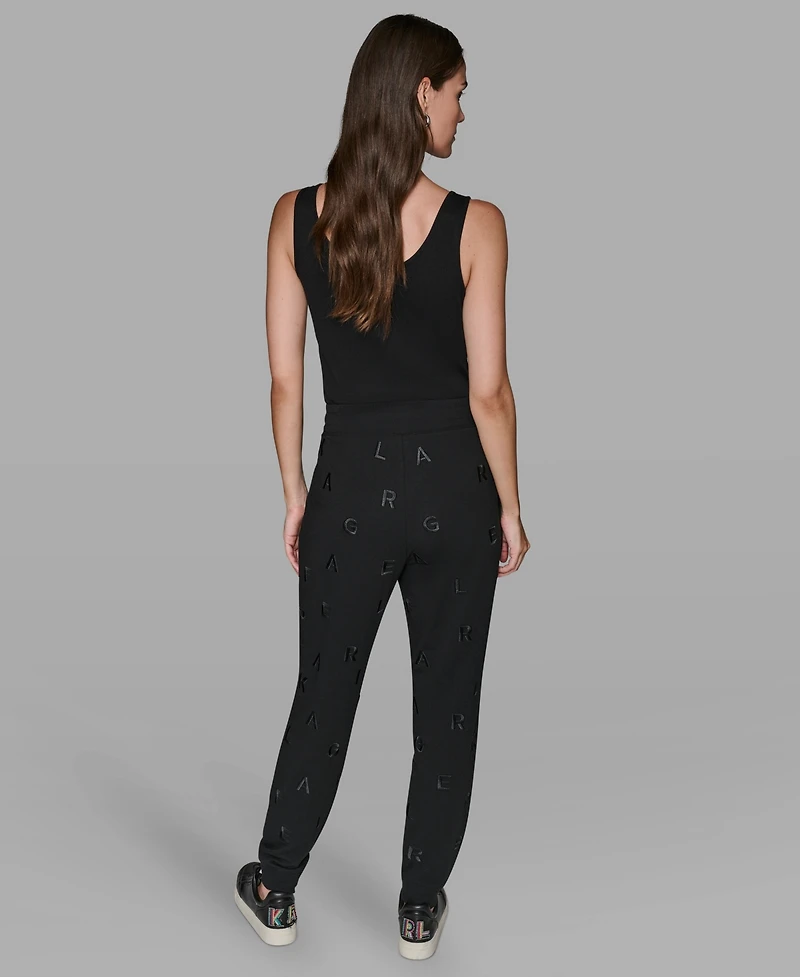 Karl Lagerfeld Paris Women's Logo Detail Pull on Joggers