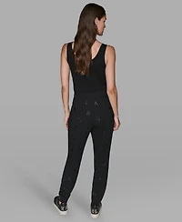 Karl Lagerfeld Paris Women's Logo Detail Pull on Joggers