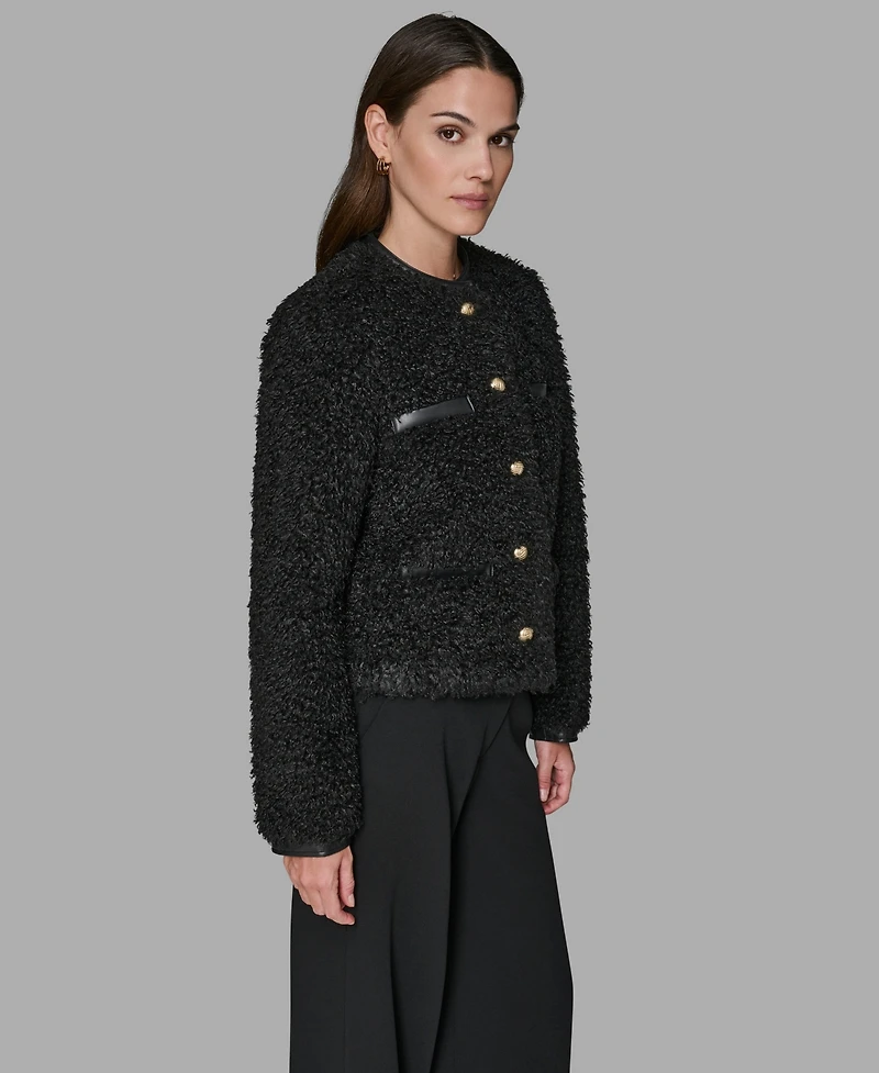 Karl Lagerfeld Paris Women's Crewneck Pocket Detail Jacket