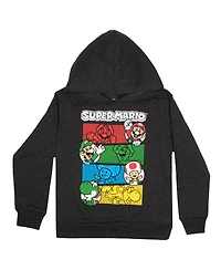 Mario Boys Super 2 Piece Hooded Sweatshirt and Graphic T-Shirt Bundle Set
