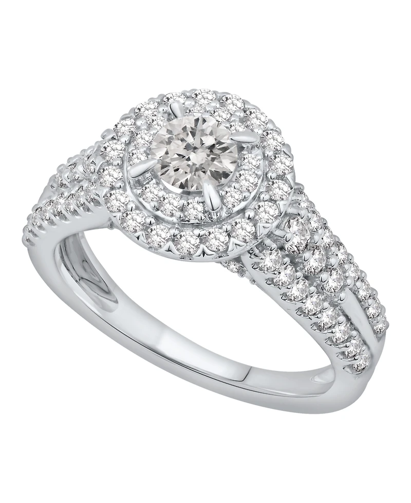 Macy's Diamond Double Halo Engagement Ring (1-1/4 ct. t.w.) in 14K White Gold