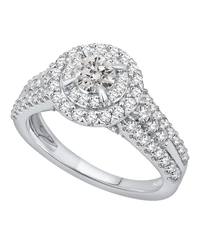 Macy's Diamond Double Halo Engagement Ring (1-1/4 ct. t.w.) in 14K White Gold