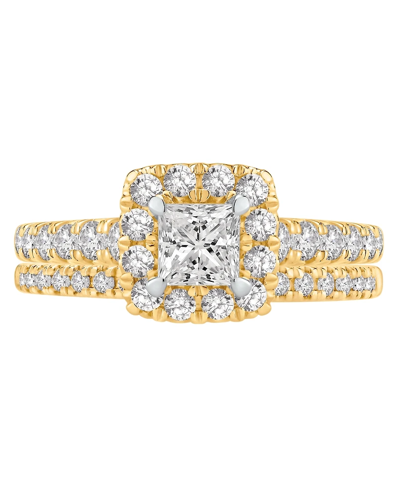 Macy's Diamond Halo Bridal Ring (1-1/2 ct. t.w.) in 14K Two-Tone Gold