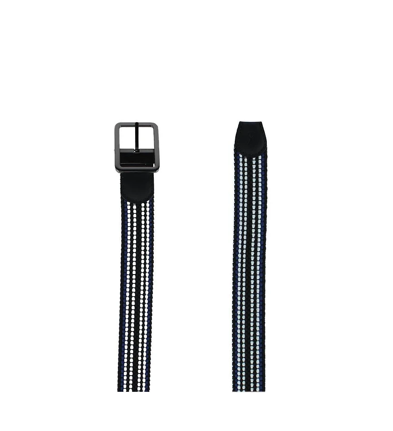 Trafalgar Men's Alejandro Black Stripes and White Reversible Braided Casual Golf Belt
