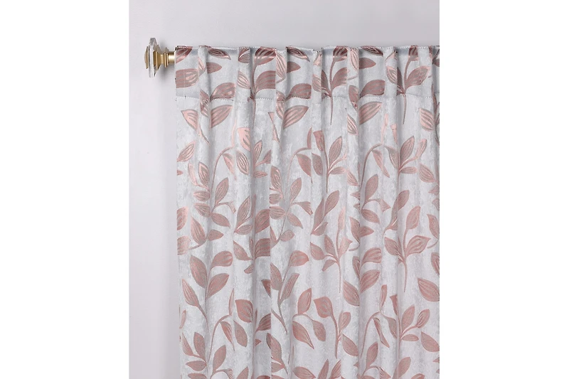 Superior Leaves Modern Bohemian Back Tab Blackout Curtain Set