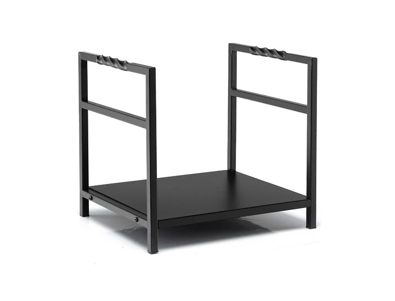 Sugift Firewood Log Rack with Unique Handle and Raised Feet-Black