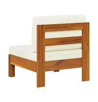 vidaXL Middle Sofa with Cream White Cushions Solid Acacia Wood