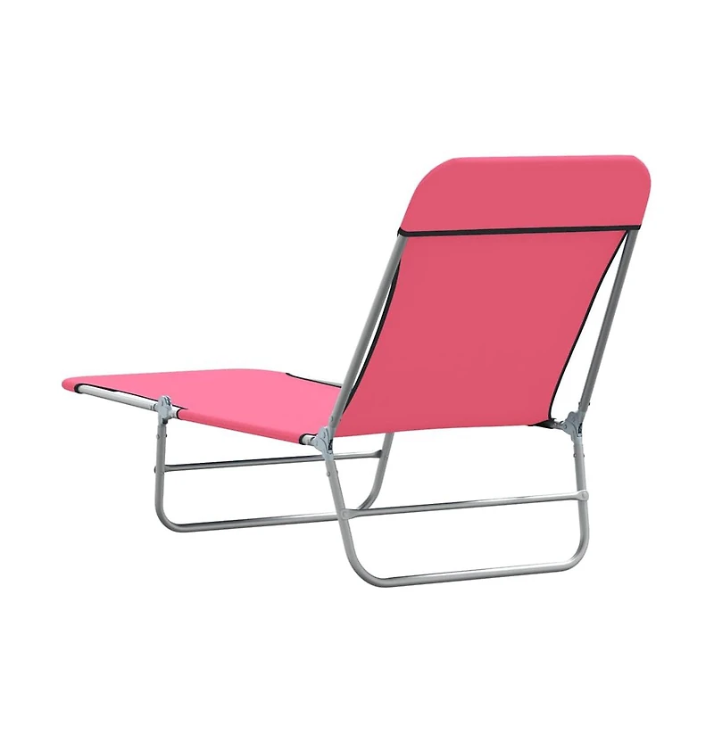 vidaXL Folding Sun Loungers 2 pcs Steel and Fabric Pink