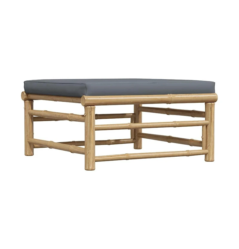 vidaXL Patio Footrest with Dark Gray Cushion Bamboo