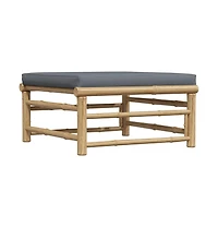vidaXL Patio Footrest with Dark Gray Cushion Bamboo