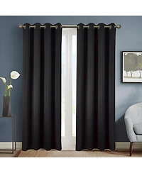 Olivia Gray Anchorage Blackout Single Grommet Curtain Panel Pair - 54"x63", Black