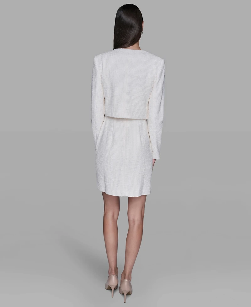 Karl Lagerfeld Paris Women's Long-Sleeve Knit Dress with Tweed Jacket