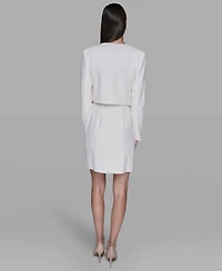 Karl Lagerfeld Paris Women's Long-Sleeve Knit Dress with Tweed Jacket