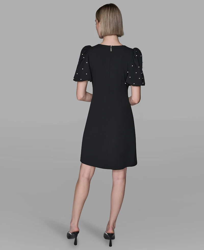 Karl Lagerfeld Paris Women's Scuba Crepe Sheath Dress with Bow Details