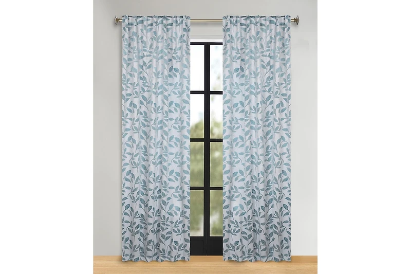 Superior Modern Leaves Room Darkening Grommet Top Curtain Panels