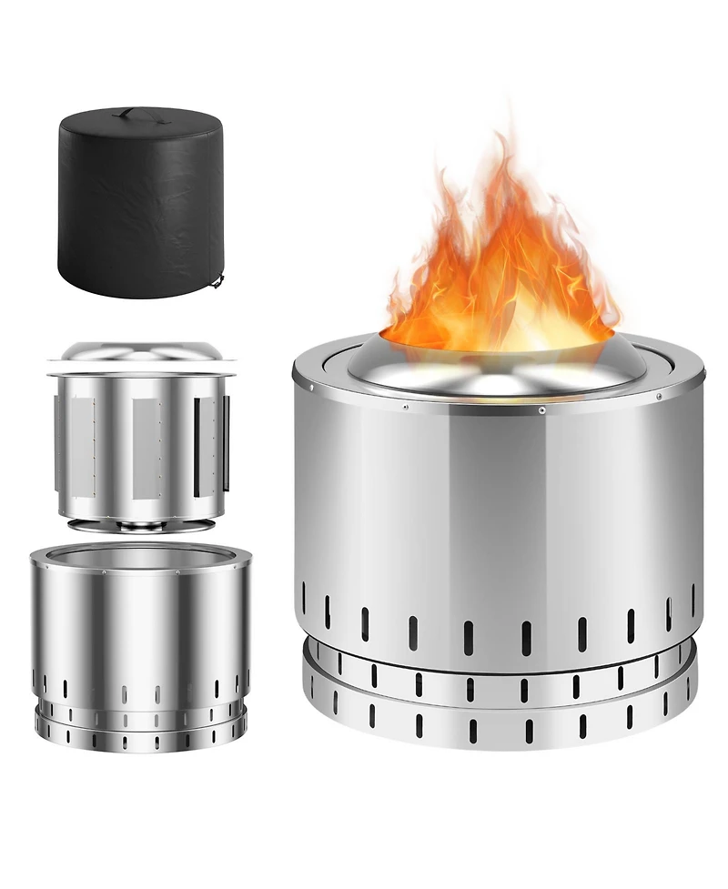 Mecale Smokeless Stainless Steel Fire Pit with Ash Pan For Yard Camping