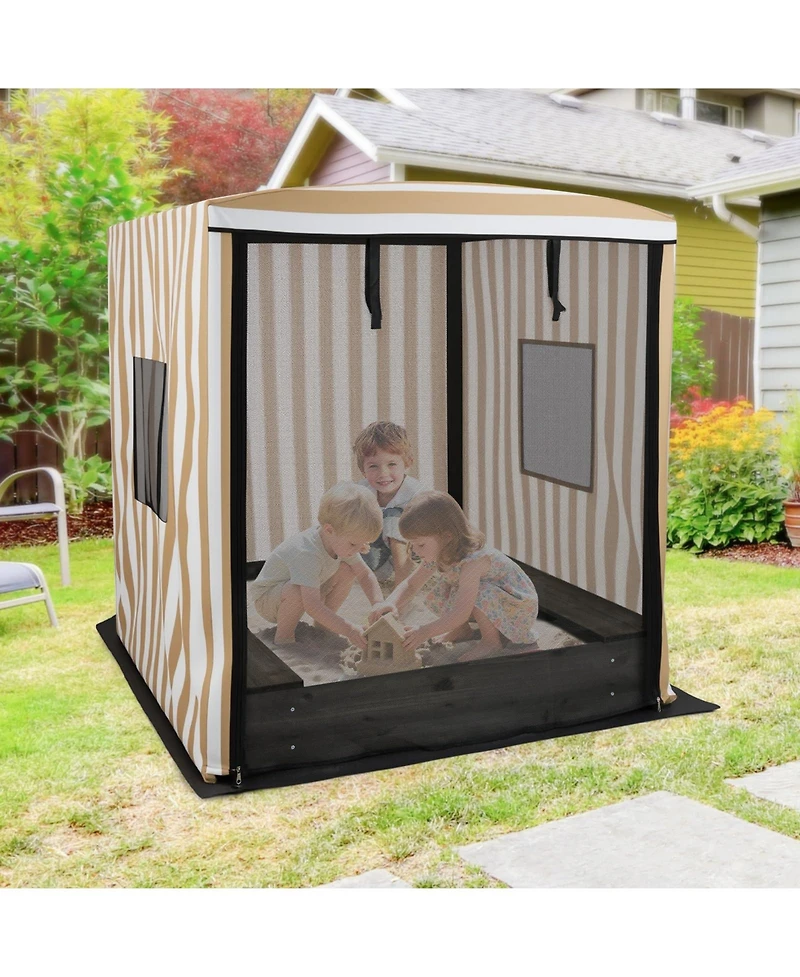 Mecale Wooden Sandbox With Canopy For Children 3+ Years Old