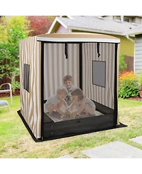 Mecale Wooden Sandbox With Canopy For Children 3+ Years Old