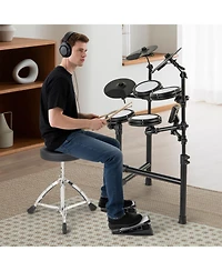 Mecale Electric Drum Set Foldable Drum Kit With 10 Demos and Usb Midi and 2 Drumsticks