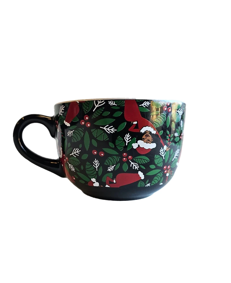Black Paper Party Holiday Characters Holly Soup Mug