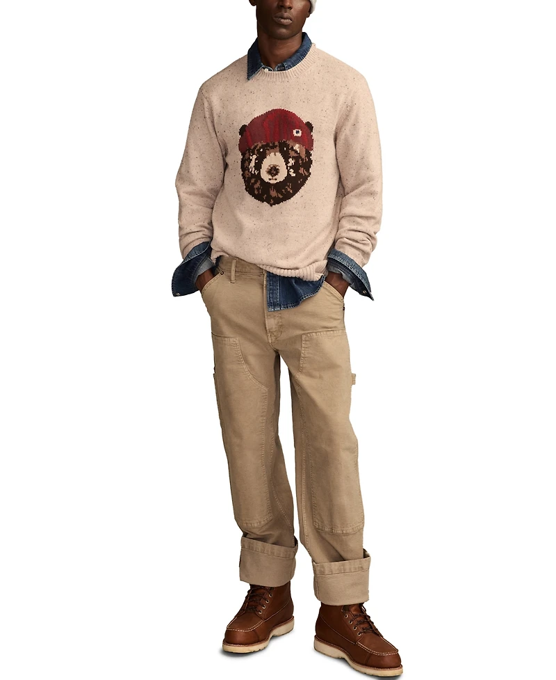 Lucky Brand Men's Bear Design Pull-Over Sweater