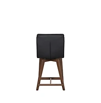 Castor Genuine Leather Bar Chair, Gray