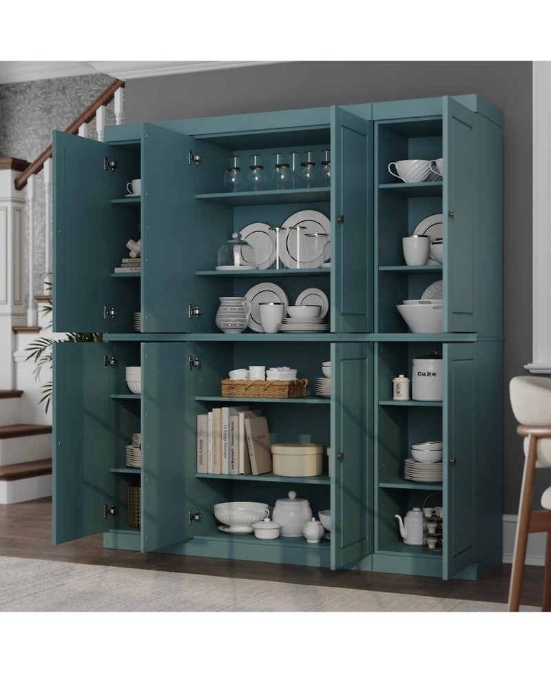 Palace Imports 100% Solid Wood 65" Pantry Cabinet with Raised Panel Doors & Adjustable Shelves
