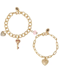 Juicy Couture Charm Bracelet Set with Heart and Key Charms - 7.5'' Chain