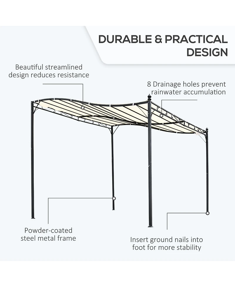 Outsunny 10' x 10' Steel Outdoor Pergola Gazebo Patio Canopy with Durable & Spacious Weather-Resistant Design, White