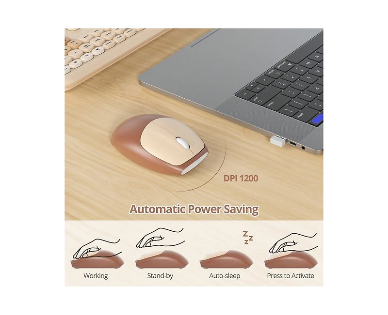 Risokeys Retro Typewriter Wireless Keyboard And Mouse Set - Full-Size Slim Design, Low-Noise - Blue