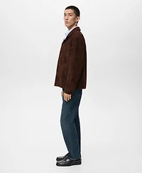 Mango Men's Leather Pockets Jacket