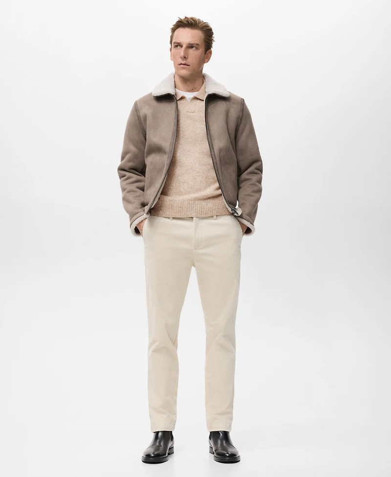 Mango Men's Sheepskin Details Double Face Jacket