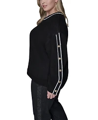 Karl Lagerfeld Paris Plus Crewneck Pull-On Sweater