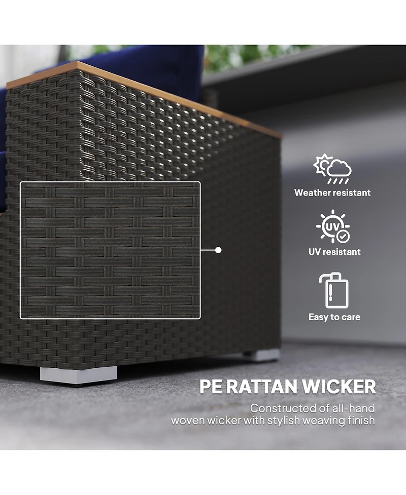 Outsunny 3-Seater Outdoor Sofa w/ Thick Cushions, Patio Couch,