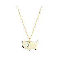 Spero London Love Usa Map Heart Necklace Sterling Silver