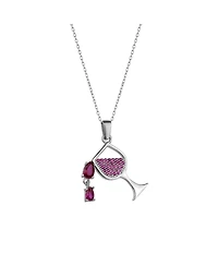 Spero LondonRed Wine Glass Sterling Silver Necklace