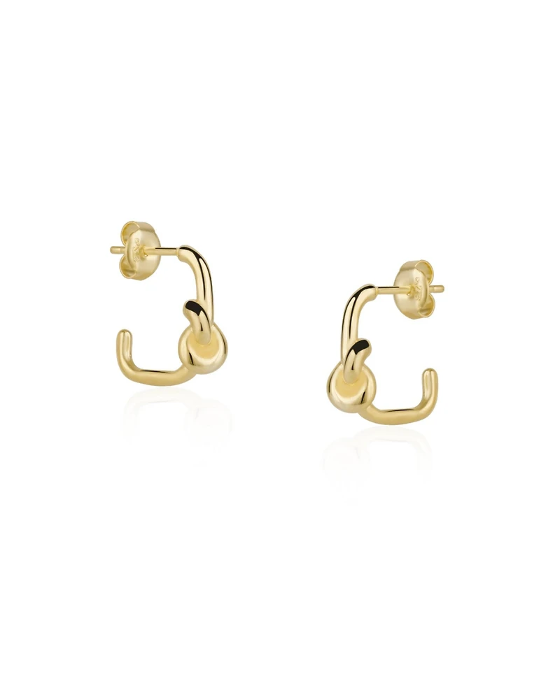 Spero London Semi Hoop Knot Sterling Silver Earrings