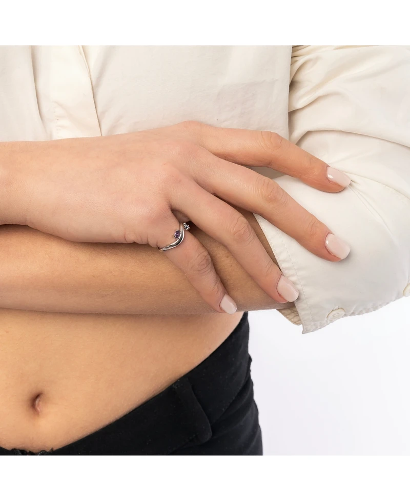 Spero London Bended Sterling Silver Double Gemstone Ring