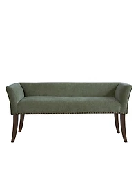 Madison Park Welburn 49.5" Upholstered Bench with Back Wood Legs